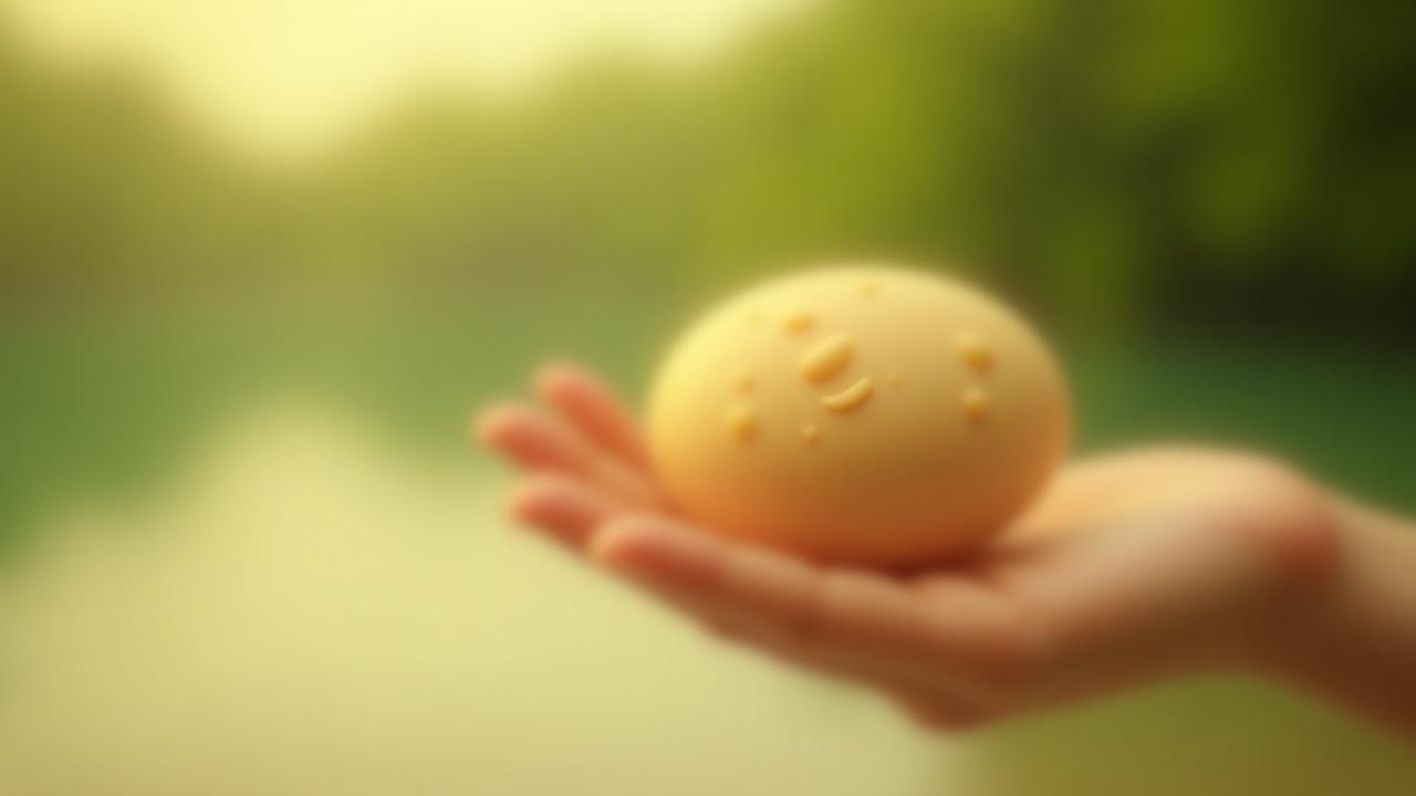 A hand holding a solid shampoo bar with a pristine natural forest landscape in the background, symbolizing eco-friendly beauty and waterless skincare.