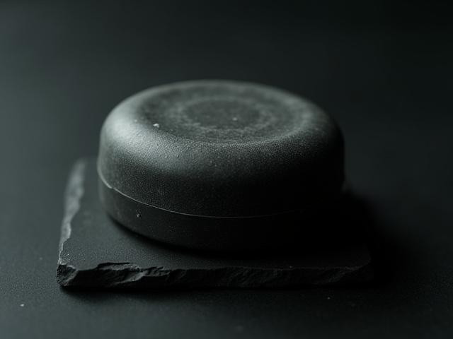 Solid Charcoal & Tea Tree Facial Cleansing Bar, unpackaged and ready for use.
