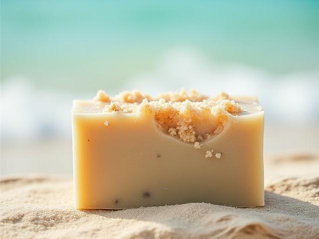 Artisanal soap bar with sea salt and cedar, inspired by Jersey Shore
